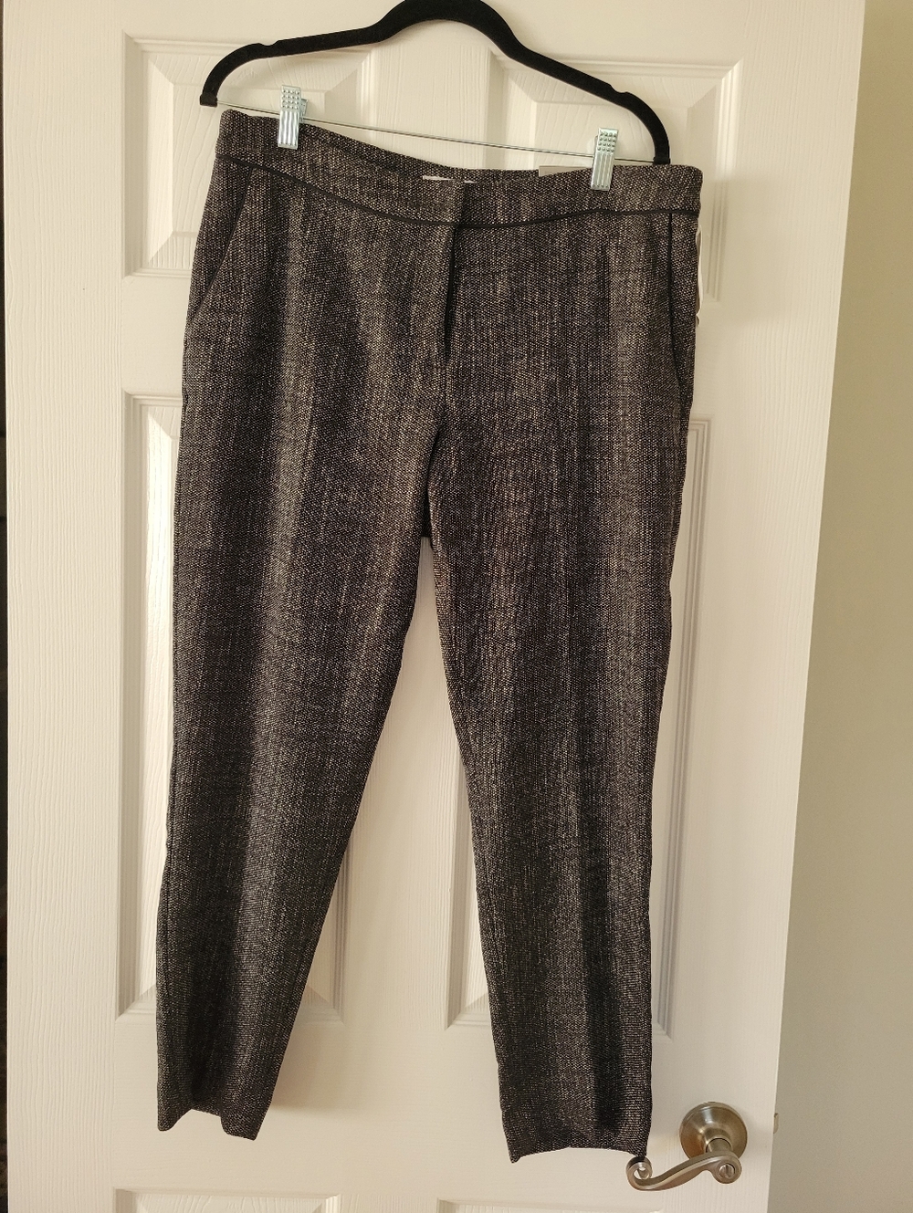NWT Womens Size 12 Cropped Leg Dress Pants - Charcoal Tweed